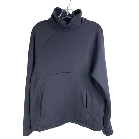 Athleta Altitude Polartec Funnel Neck Sweatshirt Womens L Black Zip Pockets - Picture 1 of 9